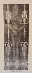 Riproduzione su tessuto Sacra Sindone in negativo parte anteriore