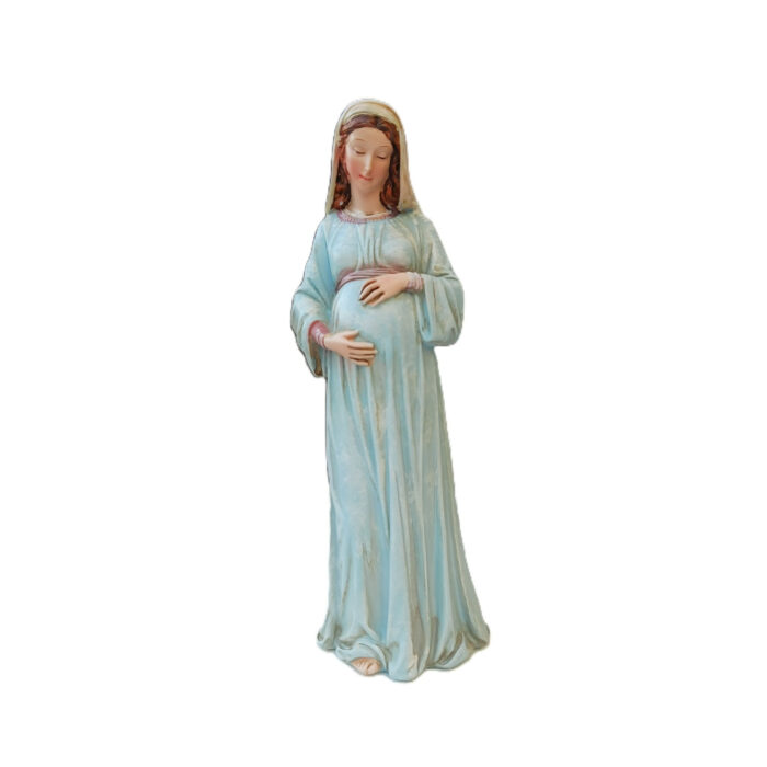 Statuetta Madonna Gestante in resina dipinta