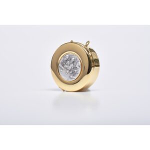 teca in ottone dorato con placca argentata